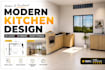 design modern small kitchen with 3d render and layout plan