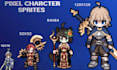 do 2d pixel art character sprite sheet game asset background pixel art animation