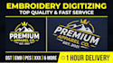 do fast embroidery digitizing for cap hat and jacket