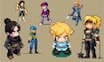 create custom pixel game character sprite, animated sprite sheets in 8bit, 6bit