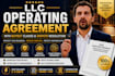 draft a US llc operating agreement with buyout clause and dispute resolution