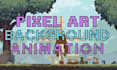 create cinematic lofi pixel art loop and background scene animation for streams