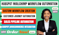 setup hubspot mailchimp workflow automation  integration shopify woocommerce