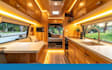 render 3d motorhome rv camper van interior,  luxury mobile home visualization