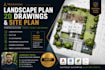 design landscape plan, 2d drawings and site plan,  engineering calculation