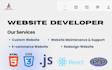 build custom website with HTML CSS javascript react PHP