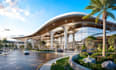 design airport terminal lounge facade landscape 3d rendering