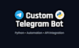 build a custom telegram shop bot, moderation bot, or airdrop bot in python