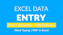 do fast excel data entry  word typing 24h delivery