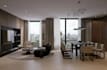 modern3d penthouse apartment,open plan interior,bedroom render,cgi dining layout