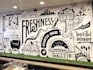 design office wall art, doodle typography, mural design, vector art