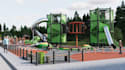 replan 3d kids recreation area landscape design, playground concept rendering