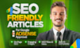 write 30 SEO friendly articles for quick google adsense approval
