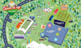 design custom 3d isometric events map and 2d vector illustration