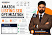 write amazon listing SEO and optimzation using helium 10