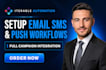 set up iterable email SMS push notification workflow automation campaign
