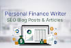 write SEO personal finance blog posts and articles