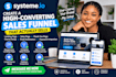 build systeme io sales funnel landing page website, online course and automation