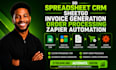 do spreadsheet crm sheetgo invoice generation order processing zapier automation