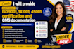 provide iso 9001 14001 45001 certification, qms documentation