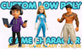 do 3d lowpoly model, character rigging for top game ready, animation in blender
