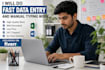 do fast data entry, excel typing, copy paste and web res