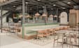 revamp commercial dining interior, industrial restaurant design, cgi cafe render