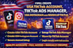 create usa tiktok, warm up instagram, usa facebook account, tiktok ads account