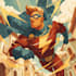 illustrate a superhero pop art
