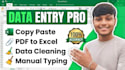 clean, format, merge excel data and convert pdf into excel