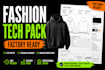 design fashion tech pack, clothing techpack and technical flat sketch