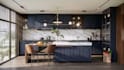 design a functional kitchen layout with photorealistic 3d rendering