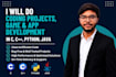 do coding projects, game and app development in c, cpp, python, java
