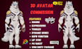 do custom 3d furry vtuber, nsfw vrc avatar, 3d vrchat avatar, 3d animaze model