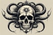 create custom skull artwork illustration with dark aesthetic style