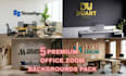 design professional office mockup or zoom virtual background with your logo