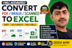 convert PDF, scanned image, or document to excel accurately