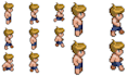 create pixel art animation spritesheet for top down overworld and game character