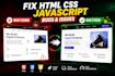 debug and fix HTML CSS javascript website bugs