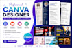 design professional canva resumes, cvs, youtube thumbnails