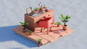 create 3d cartoon isometric scenes