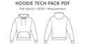 do hoodie and tshirt tech pack with flat sketch for clothing brands