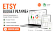 design etsy budget planner, finance spreadsheet, google sheets template, etsy