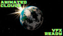create a cinematic 3d planet with animated clouds