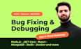 debug and fix bugs in nodejs dot net core nextjs or react