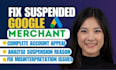 fix and setup google merchant center suspension, misinterpretation