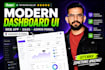 design modern dashboard UI, web app, saas UI UX, CRM and admin panel in figma