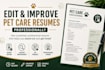 edit and improve pet care resumes professionally
