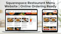 create modern squarespace restaurant menu website, menu page, online booking