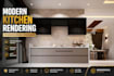 create photorealistic modern kitchen interior renders